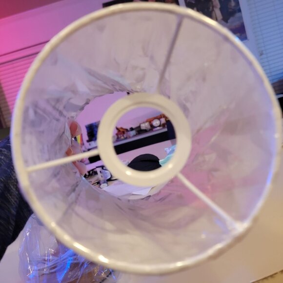 Bedside Table Lamp Daughter Gift Linen Shade Beige Wood Base LED Bulb USB Plug - Picture 10 of 16